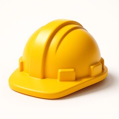 Fototapeta premium 3D icon of Yellow hard hat isolated on white background, safety and construction equipment