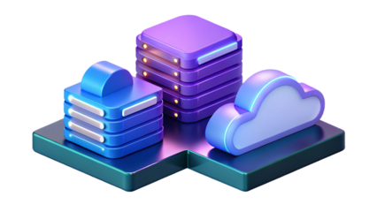 Modern cloud computing and data storage illustrated with server and cloud icons