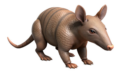Realistic detailed digital illustration of an armadillo in a naturalistic pose on white
