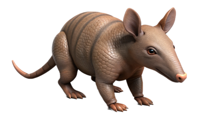 Realistic detailed digital illustration of an armadillo in a naturalistic pose on white