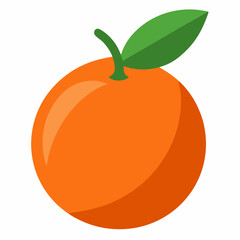 Orange Vector – Navel Orange Fruit with Leaves Isolated on White Background Realistic Vector 