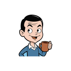 Happy Man Drinking Coffee Clipart
