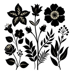 Seamless pattern with flowers, leaves, and botanical elements, a vintage floral design