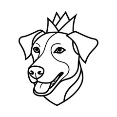 dog head wearing crown pet animal vector