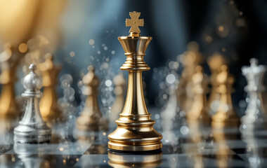 Golden king chess piece winning business competition strategy