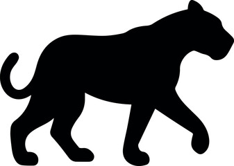Black panther silhouette vector of walking side view for logo, tattoo, mascot, jungle predator concept, isolated animal illustration