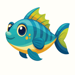 Cute fish animal cartoon character vector Illustration.