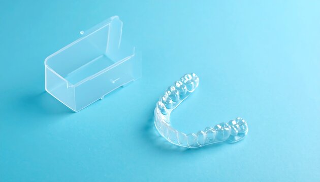 Clear dental aligner in a container