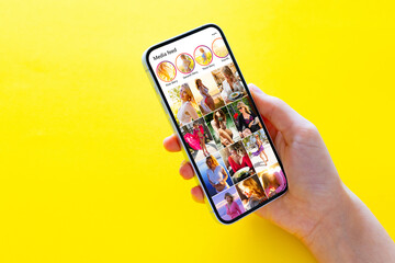 Social media photo gallery viewed on mobile phone