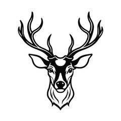 Naklejka premium deer head with crown vector logo on white background 