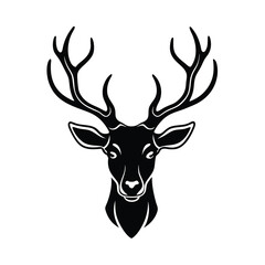 deer head with crown vector logo on white background 
