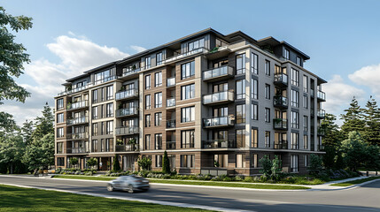 Obraz premium Modern Multifamily Apartment Building Exterior