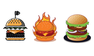 Cartoon burger set.