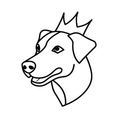 dog head wearing crown pet animal vector