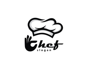 creative chef, resto logo, chef hat with hands forming the letter c initials, logo design inspiration