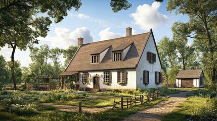 Charming Country Cottage in a Sunlit Meadow