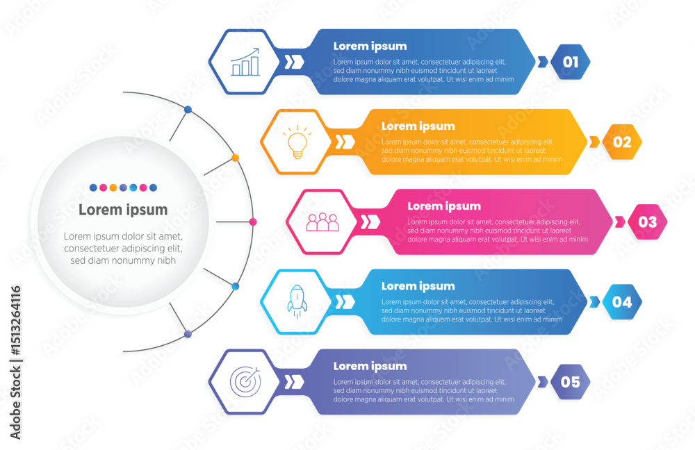 Wall mural modern vector infographic label design with circle infographic template design and 5 options or step