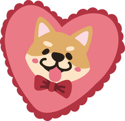 Fototapeta premium Cute Shiba Inu Dog in a Pink Heart for Valentine's Day