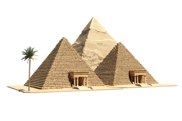Three ancient egyptian pyramids isolated on a white background png ai generated
