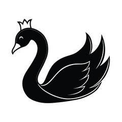 elegant swan with crown logo vector