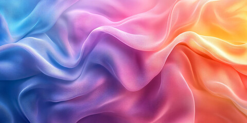 Obraz premium Close-up of colorful silk fabric, showcasing its smooth texture and vibrant pastel shades.