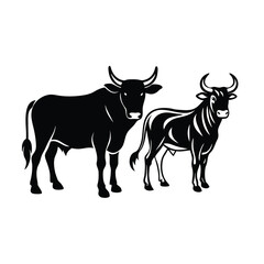 elegant bull head silhouette vector