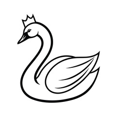 elegant swan with crown logo vector
