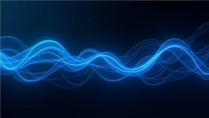 Abstract dynamic blue wave lines on dark background.