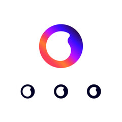 Technical logo number 0, digital cyber space numeral zero, set of three different thicknesses of the (regular, bold, thick) made futuristic style