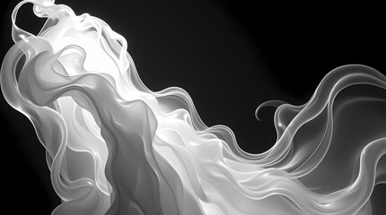 Abstract flowing white form against a black background with delicate curves and organic shapes