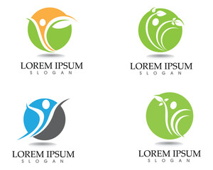 Health logo template and symbols leaf green