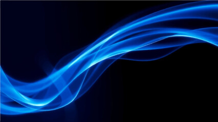 Abstract dynamic blue wave lines on dark background.