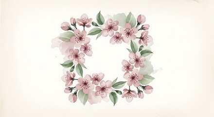 Obraz premium Watercolor floral frame cherry blossom flower spring blossom flowers botanical illustration art design