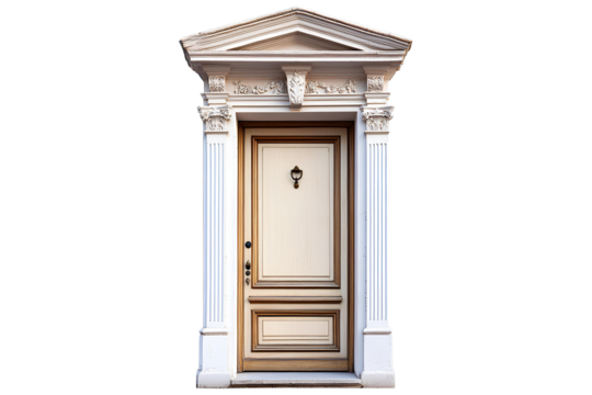 Classic wooden door on transparent background. clipping path.