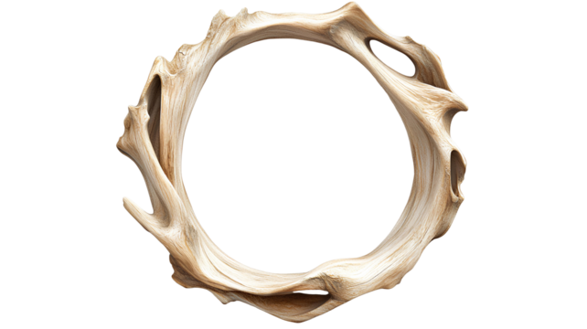 round wooden frame on transparent background