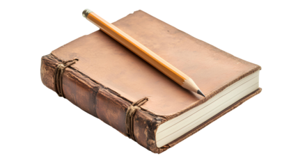 Notebook and pencil on transparent background