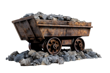 Coal mining wagon on transparent background