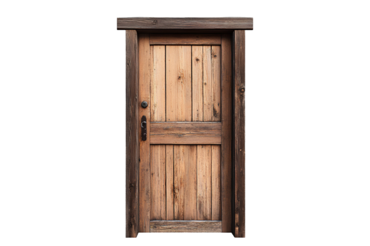 Wooden door on transparent background