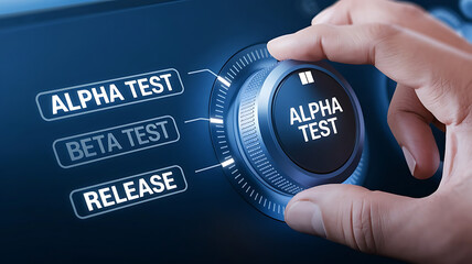 Software Development Lifecycle with Testing Phases, software development, alpha testing, beta testing, release phase, software lifecycle.	