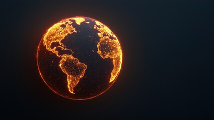 economy consumption global concept. Glowing globe with network connections representing technology and globalization.