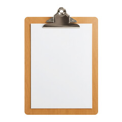 Clipboard with blank paper isolated on transparent background. for notes, checklist, presentation, or document mockup use cases.