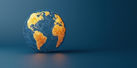 economy consumption global concept. Globe made of interconnected lines, illuminated, against a solid background.