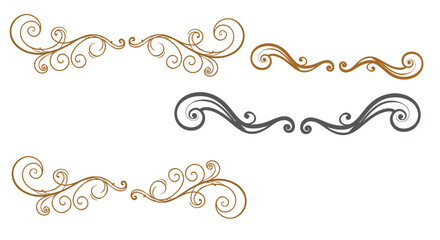 black swirls and flourishes vector set, perfect for wedding invitations, greeting cards. Intricate designs, Elegant Vintage Swirl Divider Ornament Vector Design Elements