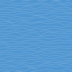 Obraz premium Seamless pattern, wavy lines, sea waves stylization, vector background