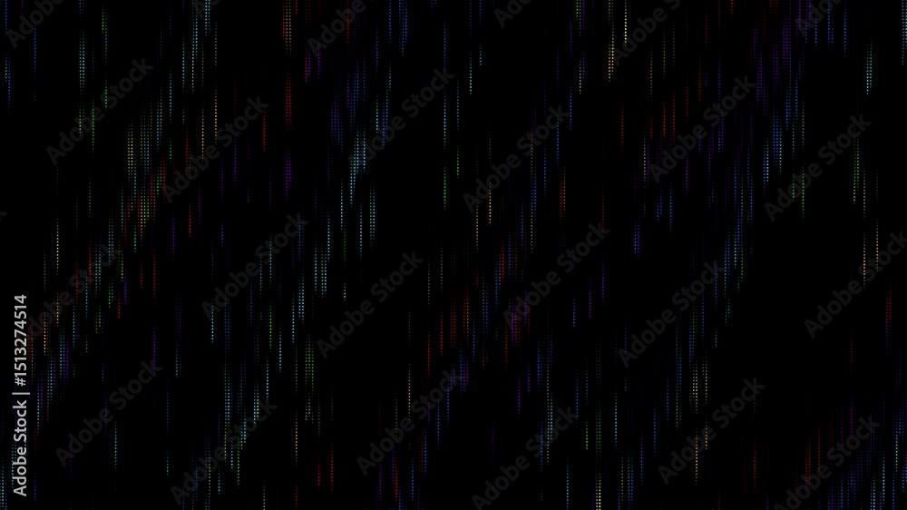Leinwandbilder Abstract matrix dots raining binary code without symbols and characters. Black background. Abstract halftone loop animation