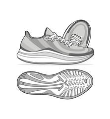 Fashion Sneaker Illustration, Footwear Design, Fashion Design, Adobe Illustration Vector, Graphic Illustration, Fashion Footwear cad