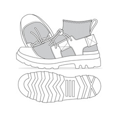 Fashion Sneaker Illustration, Footwear Design, Fashion Design, Adobe Illustration Vector, Graphic Illustration, Fashion Footwear cad