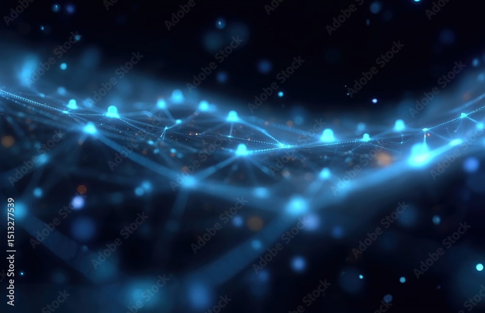 Leinwandbilder futuristic abstract dark background with glowing blue dots and digital connections symbolizing globa