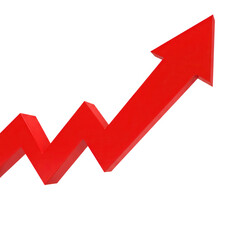 Red arrow pointing up isolated on transparent background