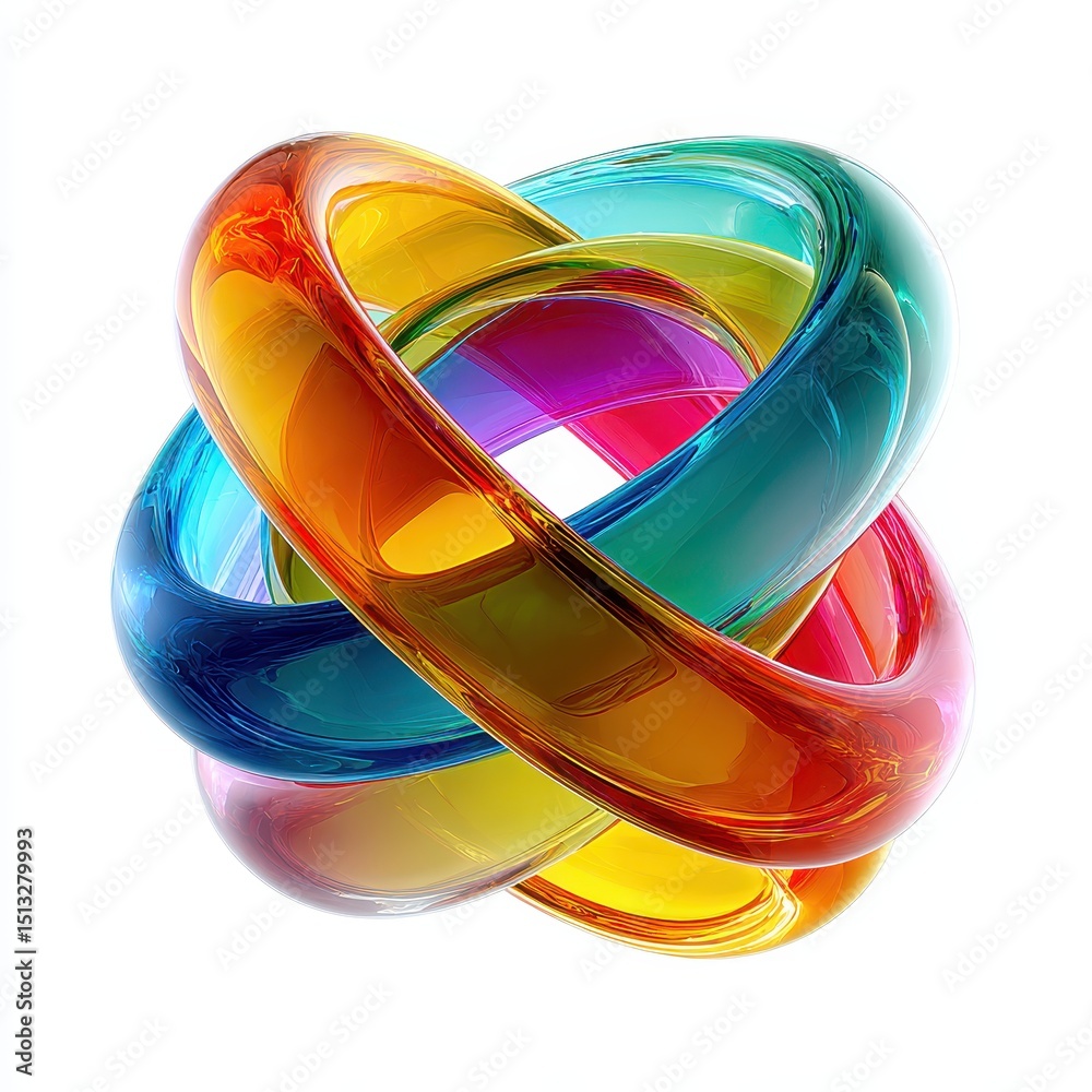 Wall mural colorful abstract shape with smooth curves and translucent surface